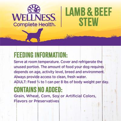 Show full view: Wellness Lamb & Beef Stew with Brown Rice & Apples Canned Dog Food, 12.5-oz, case of 12 slide 9 of 11
