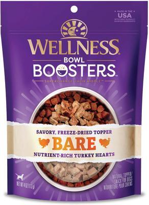 Show full view: Wellness Large Breed Complete Health Puppy Deboned Chicken, Brown Rice & Salmon Meal Recipe Dry Dog Food, 30-lb bag + Wellness CORE Bowl Boosters Bare Turkey Freeze-Dried Dog Food Mixer or Topper, 4-oz bag slide 6 of 9