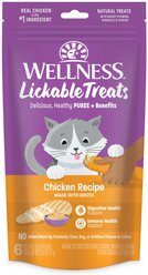 Wellness Lickable Treats Chicken Recipe Natural Cat Treats, 0.4-oz pouch, pack of 6