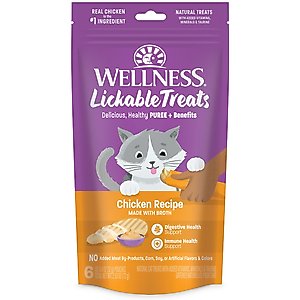 Wellness Lickable Treats Chicken Recipe Natural Cat Treats, 0.4-oz pouch, pack of 6