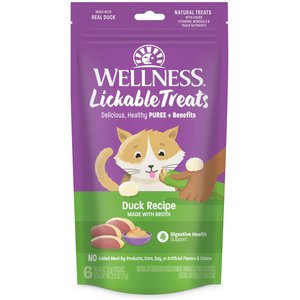 Wellness Lickable Treats Duck Recipe Cat Treats, 0.4-oz pouch, pack of 6