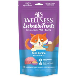 Wellness Lickable Treats Tuna Recipe Cat Treats, 0.4-oz pouch, pack of 6