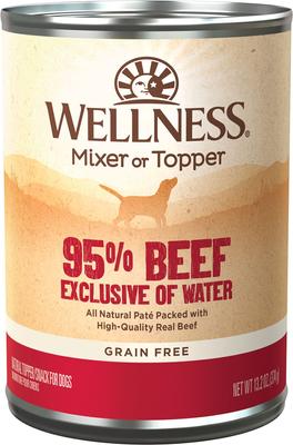 Show full view: Wellness Ninety-Five Percent Beef Grain-Free Canned Dog Food Topper, 13.2-oz, case of 12 slide 3 of 9