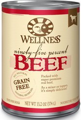 Wellness Ninety-Five Percent Beef Grain-Free Canned Dog Food Topper + Ninety-Five Percent Chicken Grain-Free Canned Food Topper slide 2 of 9
