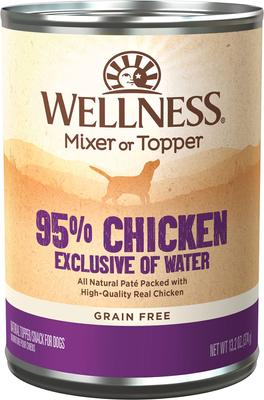 Show full view: Wellness Ninety-Five Percent Chicken Grain-Free Natural Canned Dog Food, 13.2-oz, case of 12 slide 3 of 9