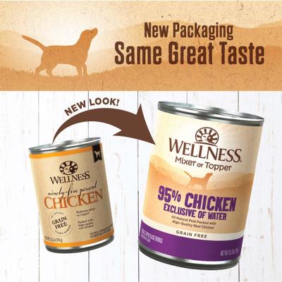 Show full view: Wellness Ninety-Five Percent Chicken Grain-Free Natural Canned Dog Food, 13.2-oz, case of 12 slide 4 of 9