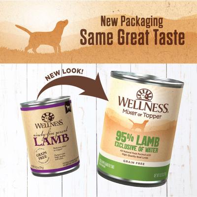 Show full view: Wellness Ninety-Five Percent Lamb Grain-Free Canned Dog Food, 13.2-oz, case of 12 slide 4 of 9