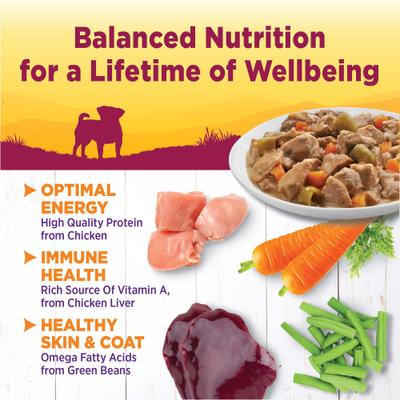 Show full view: Wellness Petite Entrees Mini-Filets with Roasted Chicken, Beef, Carrots & Green Beans in Gravy Grain-Free Wet Dog Food, 3-oz tray, 12 count slide 3 of 9