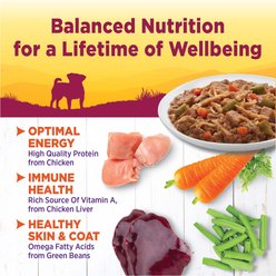 Wellness Complete Health Petite Entrees Adult Small Breed Grain-Free Chicken, Turkey, Carrots & Green Beans Shredded Medley Wet Dog Food, 3-oz cup, case of 12 slide 2 of 6