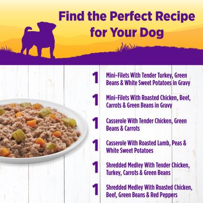 Show full view: Wellness Complete Health Petite Entrees Adult Small Breed Sampler Variety Pack Grain-Free Wet Dog Food, 3-oz cup, case of 6 slide 3 of 7