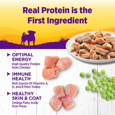 Show full view: Wellness Complete Health Petite Entrees Adult Small Breed Sampler Variety Pack Grain-Free Wet Dog Food, 3-oz cup, case of 6 slide 5 of 7