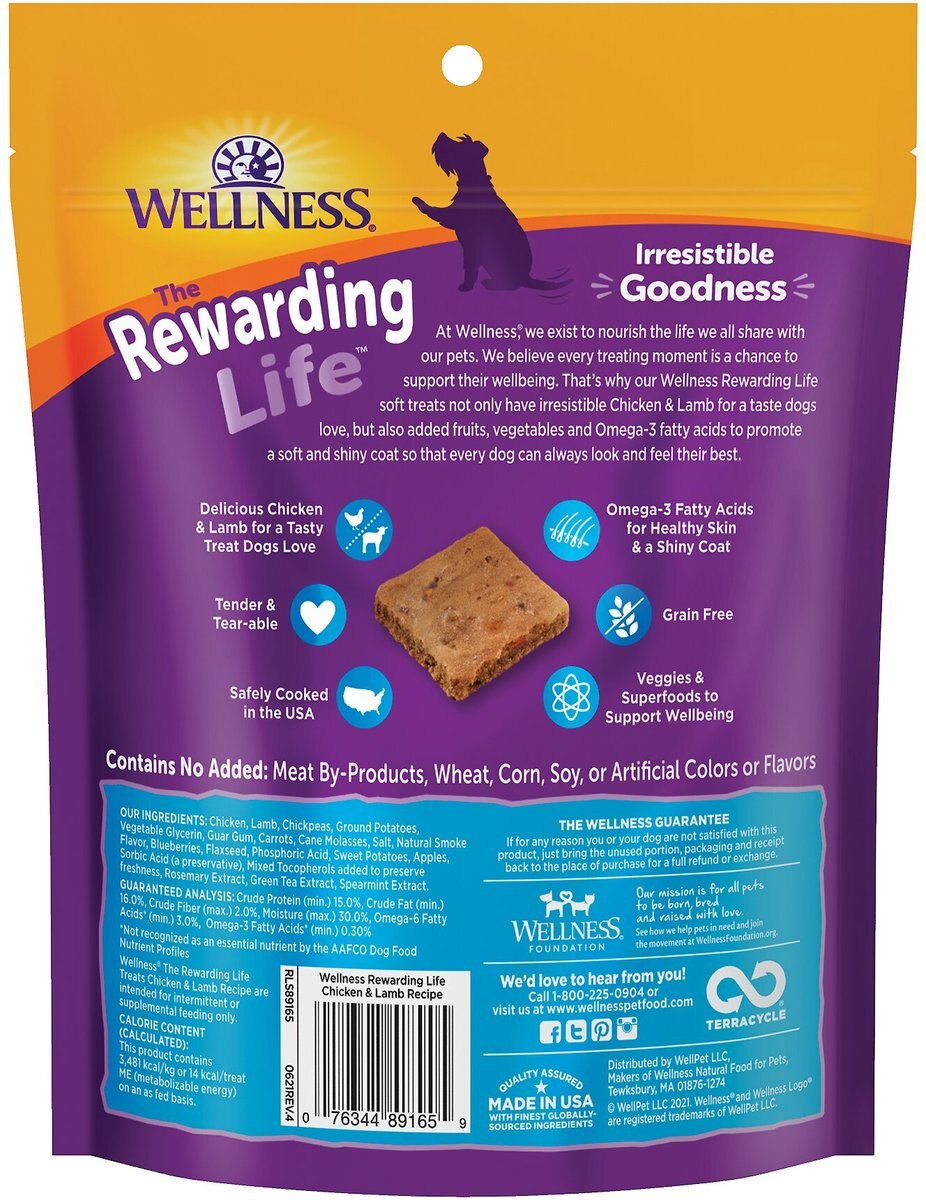 Wellness Rewarding Life Chicken & Lamb Grain-Free Soft & Chewy Dog Treats