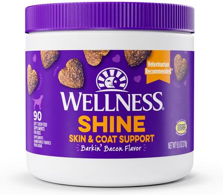 Show full view: Wellness Shine Skin & Coat Bacon Flavor Chew Supplements for Dogs, 90 count slide 1 of 10