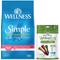 Show in main carousel: Wellness Simple Limited Ingredient Diet Grain-Free Salmon & Potato Formula Dry Dog Food, 24-lb bag + WHIMZEES Brushzees Grain-Free Natural Daily Dental Dog Treats, Small, 24 count slide 1 of 9