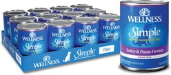 Wellness Simple Limited Ingredient Diet Grain-Free Turkey & Potato Formula Canned Dog Food, 12.5-oz, case of 12