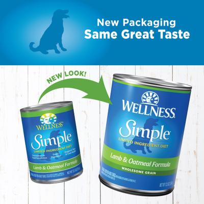 Show full view: Wellness Simple Limited Ingredient Diet Lamb & Oatmeal Formula Canned Dog Food, 12.5-oz, case of 12 slide 3 of 13