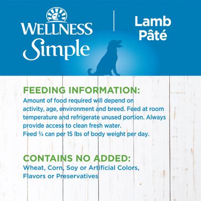 Show full view: Wellness Simple Limited Ingredient Diet Lamb & Oatmeal Formula Canned Dog Food, 12.5-oz, case of 12 slide 8 of 13