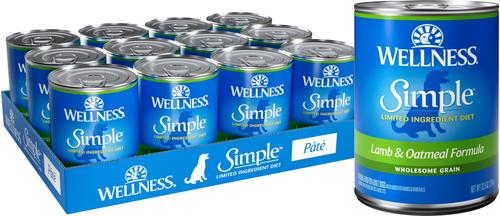 Show full view: Wellness Simple Limited Ingredient Diet Lamb & Oatmeal Formula Dry Dog Food, 26-lb bag + Wellness Simple Limited Ingredient Diet Lamb & Oatmeal Formula Canned Dog Food, 12.5-oz, case of 12 slide 6 of 9