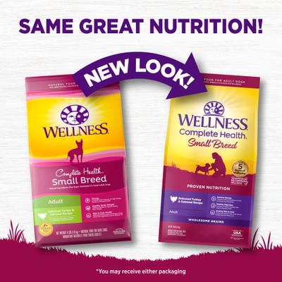 Show full view: Wellness Small Breed Complete Health Adult Turkey & Oatmeal Recipe Dry Dog Food, 12-lb bag + Wellness CORE Bowl Boosters Bare Turkey Freeze-Dried Dog Food Mixer or Topper, 4-oz bag slide 3 of 9