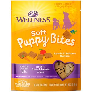 Wellness Soft Puppy Bites Lamb & Salmon Grain-Free Dog Treats, 3-oz pouch slide 1 of 7