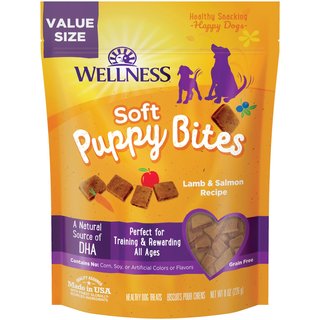 Wellness Soft Puppy Bites Lamb & Salmon Grain-Free Dog Treats, 8-oz pouch slide 1 of 7