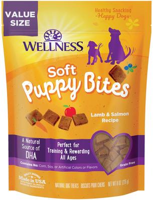 Show full view: Wellness Soft Puppy Bites Lamb & Salmon Treats + Chicken & Carrots Recipe Dog Treats slide 2 of 10