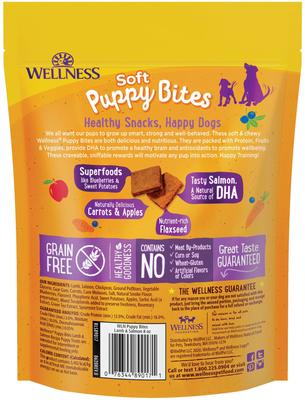 Show full view: Wellness Soft Puppy Bites Lamb & Salmon Treats + Chicken & Carrots Recipe Dog Treats slide 3 of 10