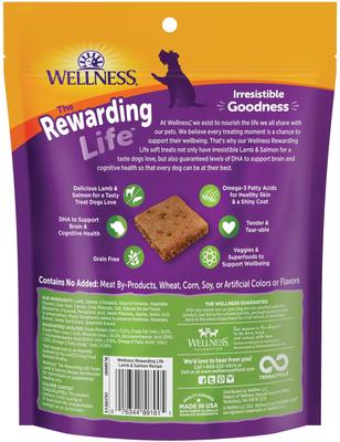 Show full view: Wellness The Rewarding Life Lamb & Salmon + Beef & Turkey Dog Treats slide 3 of 9