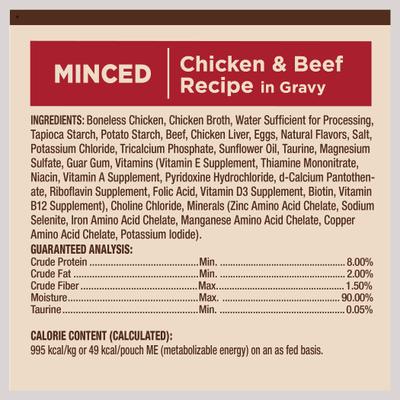Show full view: Wellness CORE Tiny Tasters Chicken & Beef Grain-Free Minced Wet Cat Food, 1.75-oz pouch, case of 12 slide 9 of 12