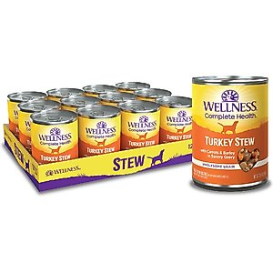 Wellness Turkey Stew with Barley & Carrots Canned Dog Food, 12.5-oz, case of 12