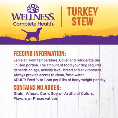 Show full view: Wellness Turkey Stew with Barley & Carrots Canned Dog Food, 12.5-oz, case of 12 slide 9 of 11