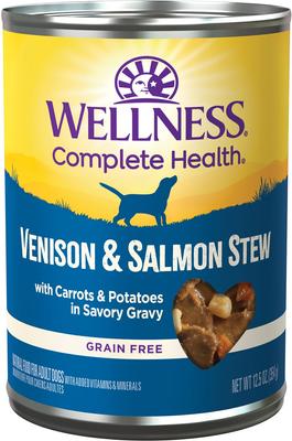 Show full view: Wellness Venison & Salmon Stew with Potatoes & Carrots Canned Dog Food, 12.5-oz, case of 12 slide 3 of 11