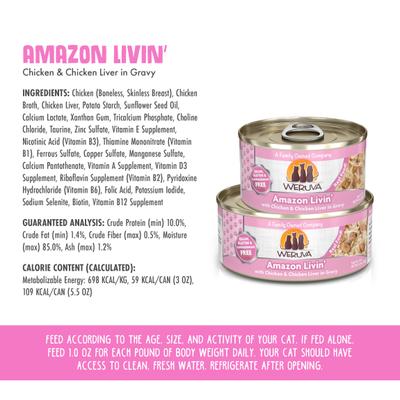 Show full view: Weruva Amazon Livin' with Chicken Breast & Chicken Liver in Gravy Cat Food, 5.5-oz, case of 24 slide 5 of 13