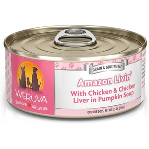Weruva Amazon Livin' with Chicken & Chicken Liver in Pumpkin Soup Grain-Free Canned Dog Food, 5.5-oz, case of 24
