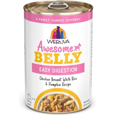 Weruva Weruva Awesome Belly, Chicken Breast, White Rice & Pumpkin Recipe Adult Gluten-Free Shredded Canned Wet Dog Food, 14-oz can, case of 10