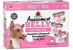 Weruva Awesome Belly Sensitive Stomach Superhero Variety Pack Adult Gluten-Free Chicken Shredded Canned Wet Dog Food, 6-oz can, case of 9