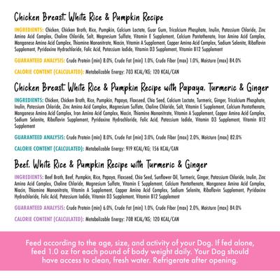 Show full view: Weruva Awesome Belly Sensitive Stomach Superhero Variety Pack Adult Gluten-Free Chicken Shredded Canned Wet Dog Food, 6-oz can, case of 9 slide 5 of 11