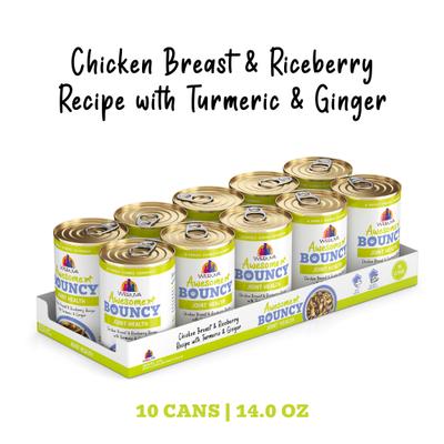 Show full view: Weruva Awesome Bouncy, Chicken Breast & Riceberry Recipe with Turmeric & Ginger Adult Gluten-Free Shredded Canned Wet Dog Food, 14-oz can, case of 10 slide 3 of 12