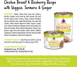 Weruva Awesome Bouncy, Chicken Breast & Riceberry Recipe with Veggies, Turmeric & Ginger Adult Gluten-Free Shredded Canned Wet Dog Food, 14-oz can, case of 10 slide 2 of 9