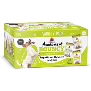 Weruva Awesome Bouncy Magnificent Mobility Variety Pack Adult Gluten-Free Chicken Shredded Canned Wet Dog Food, 14-oz can, case of 9