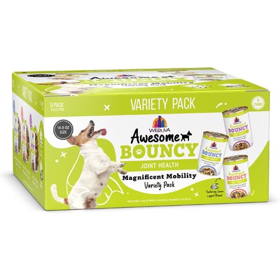Weruva Weruva Awesome Bouncy Magnificent Mobility Variety Pack Adult Gluten-Free Chicken Shredded Canned Wet Dog Food, 14-oz can, case of 9