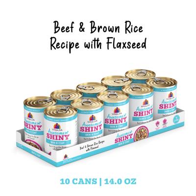 Show full view: Weruva Awesome Shiny, Beef & Brown Rice Recipe with Flaxseed Adult Gluten-Free Shredded Canned Wet Dog Food, 14-oz can, case of 10 slide 3 of 12