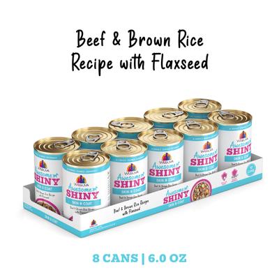 Show full view: Weruva Awesome Shiny, Beef & Brown Rice Recipe with Flaxseed Adult Gluten-Free Shredded Canned Wet Dog Food, 6-oz can, case of 8 slide 3 of 12