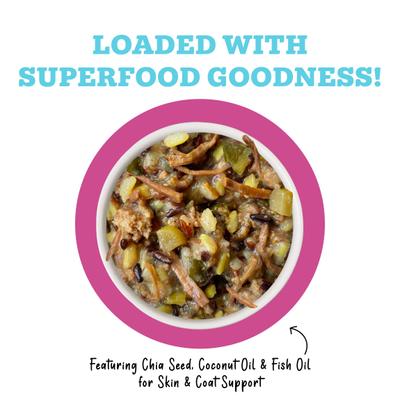 Show full view: Weruva Awesome Shiny, Beef & Brown Rice Recipe with Flaxseed Adult Gluten-Free Shredded Canned Wet Dog Food, 6-oz can, case of 8 slide 4 of 12