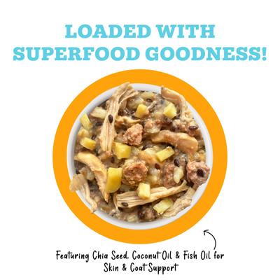 Show full view: Weruva Awesome Shiny, Chicken Breast & Brown Rice Recipe with Flaxseed Adult Gluten-Free Shredded Canned Wet Dog Food, 14-oz can, case of 10 slide 4 of 12