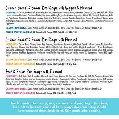 Show full view: Weruva Awesome Shiny Coat Crusader Variety Pack Adult Gluten-Free Chicken Shredded Canned Wet Dog Food, 14-oz can, case of 9 slide 5 of 11