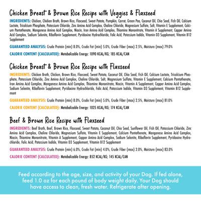 Show full view: Weruva Awesome Shiny Coat Crusader Variety Pack Adult Gluten-Free Chicken Shredded Canned Wet Dog Food, 6-oz can, case of 9 slide 5 of 11