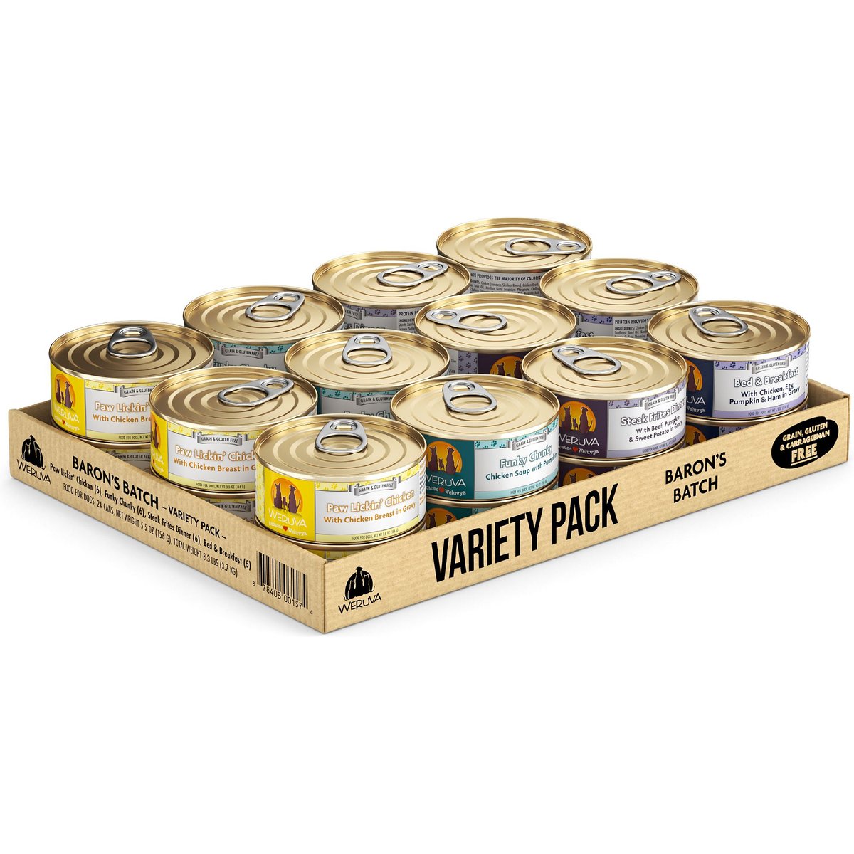 Weruva Baron's Batch Variety Pack Grain-Free Canned Dog Food, 5.5-oz, case of 24