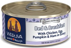 Weruva Bed & Breakfast with Chicken, Egg, Pumpkin & Ham in Gravy Grain-Free Canned Dog Food, 5.5-oz, case of 24 slide 1 of 8