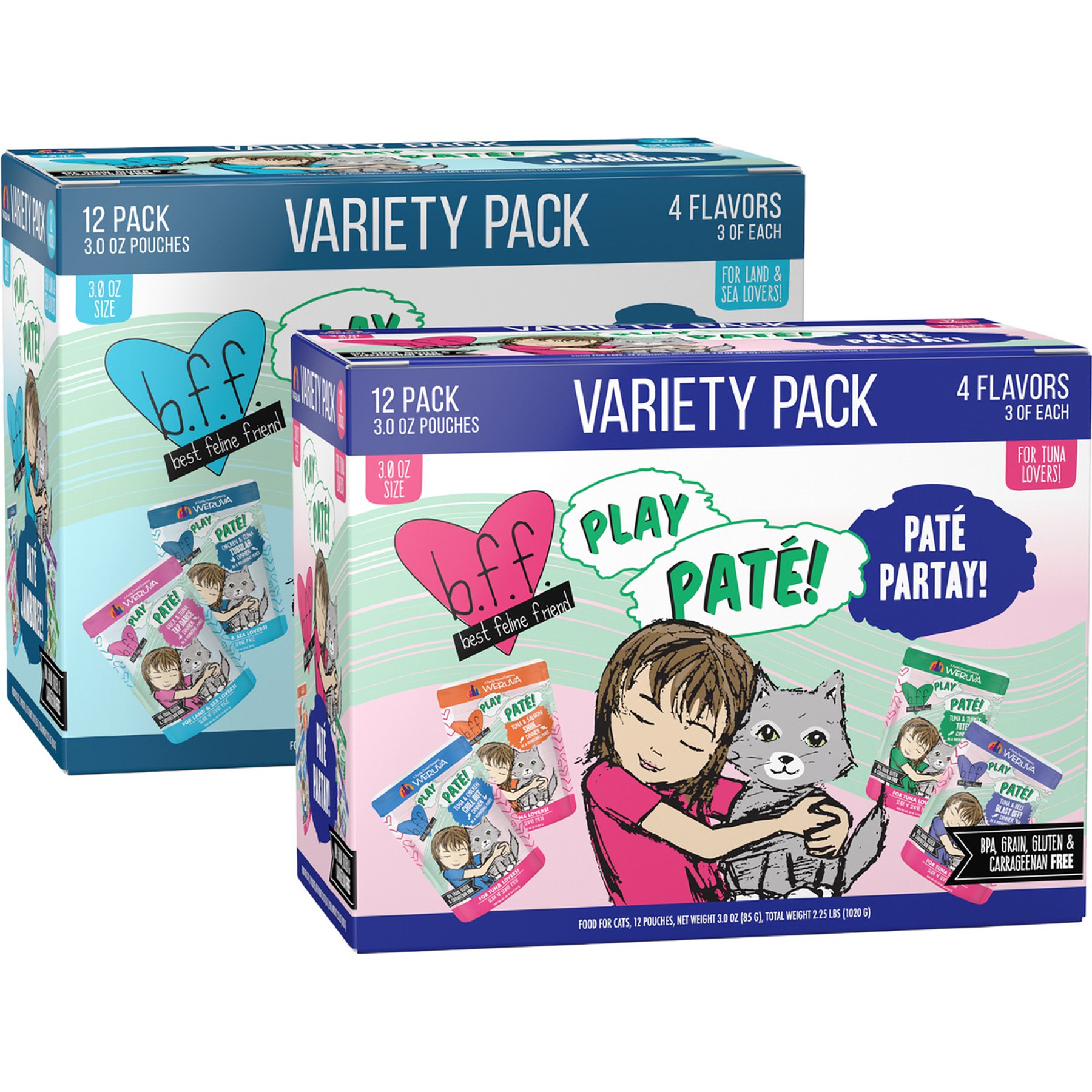Weruva Best Feline Friend Paté Lovers, Aw Yeah! Paté Jamboree! Variety Pack + BFF Play Pate Lovers Pate Partay Variety Pack Wet Cat Food